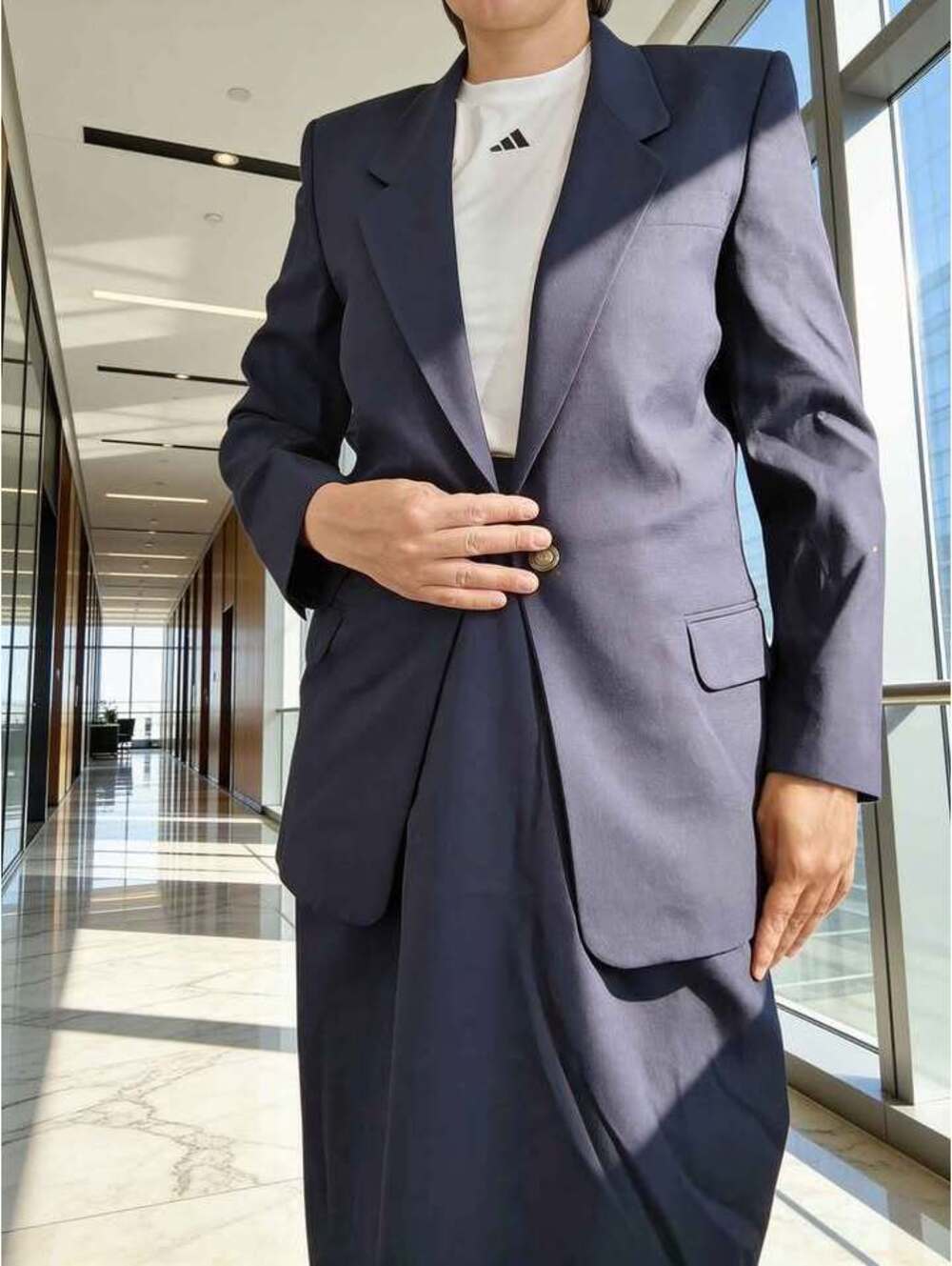 Talbots Navy Skirt Suit Set – Blazer Size 8, Skirt Size 10 (Wool, Made in USA)